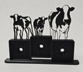 Farmhouse cow photomagnet frame with three square slots for 2-inch magnets