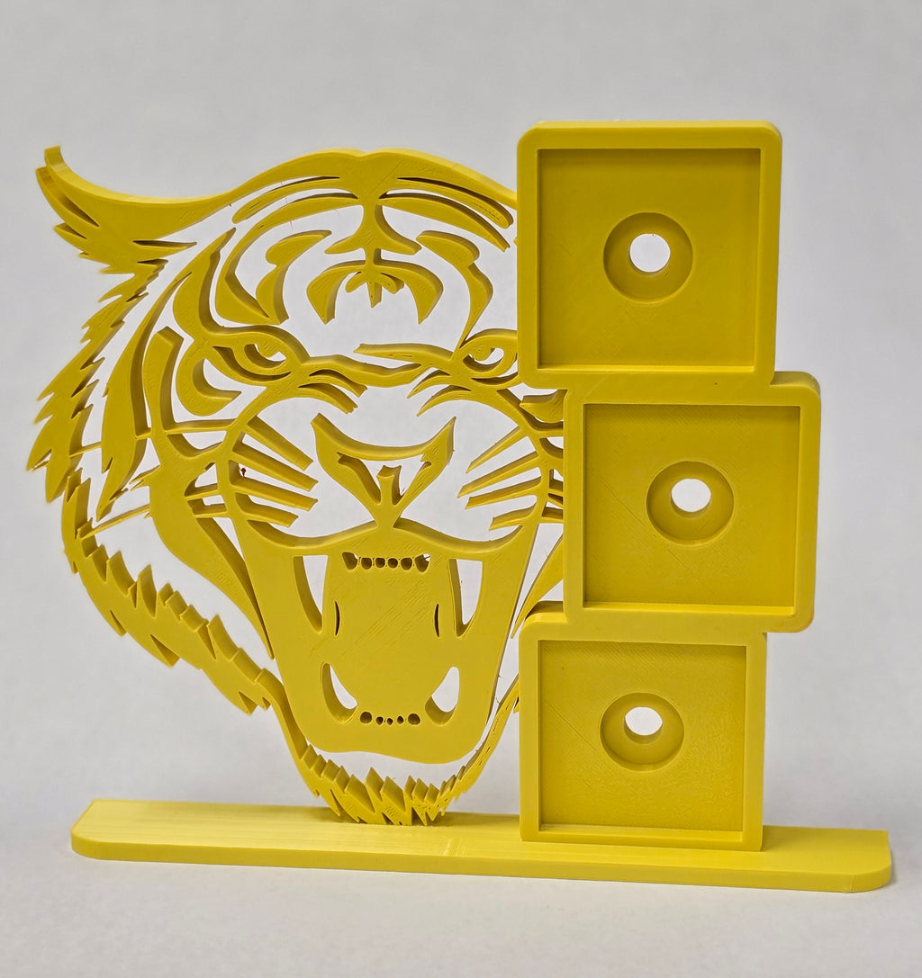 tiger photomagnet frame with three square slots for 2-inch magnets