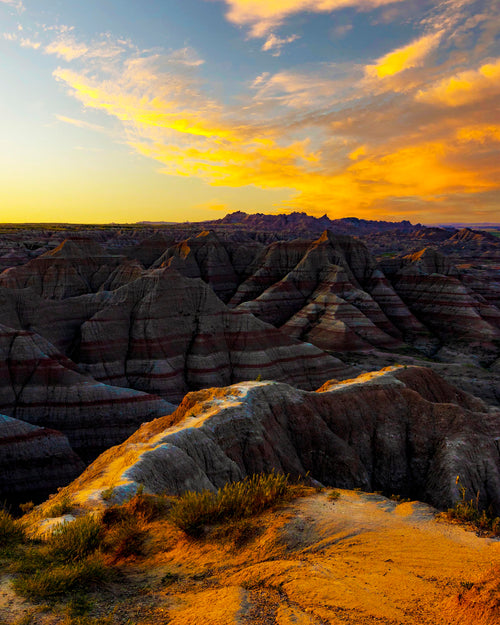 Badlands National Park layered rock formations at sunrise South Dakota - 16x20 metal print