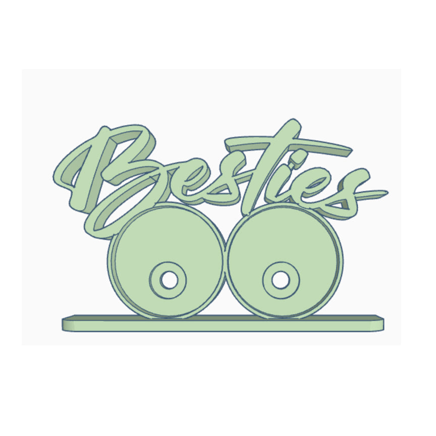Besties best friends photomagnet frame with two round slots for 2.25-inch magnets