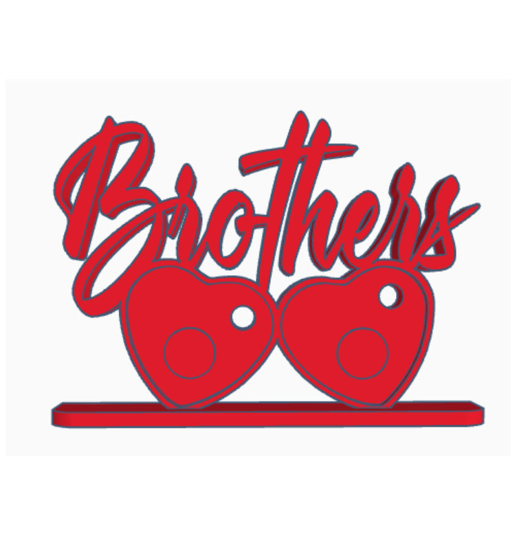 Brothers photomagnet frame with 2 slots for heart-shaped photo magnets