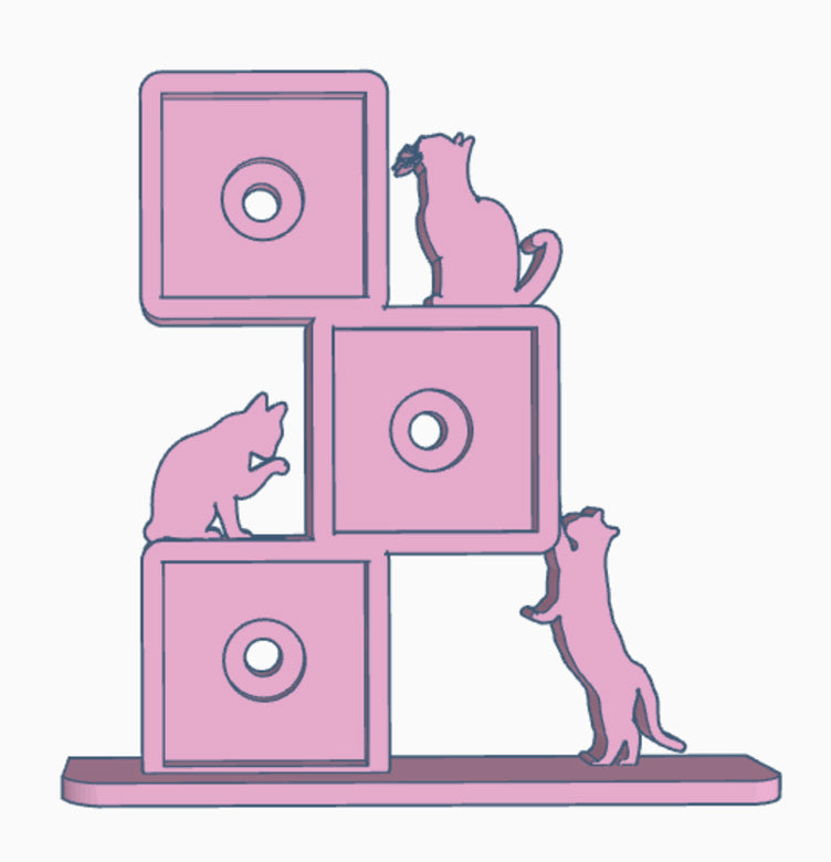 Pet-themed photomagnet frame with three cat silhouettes and three square 2" slots