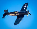 F4U Corsair L69 WWII fighter with distinctive gull wings in flight - 16x20 metal print