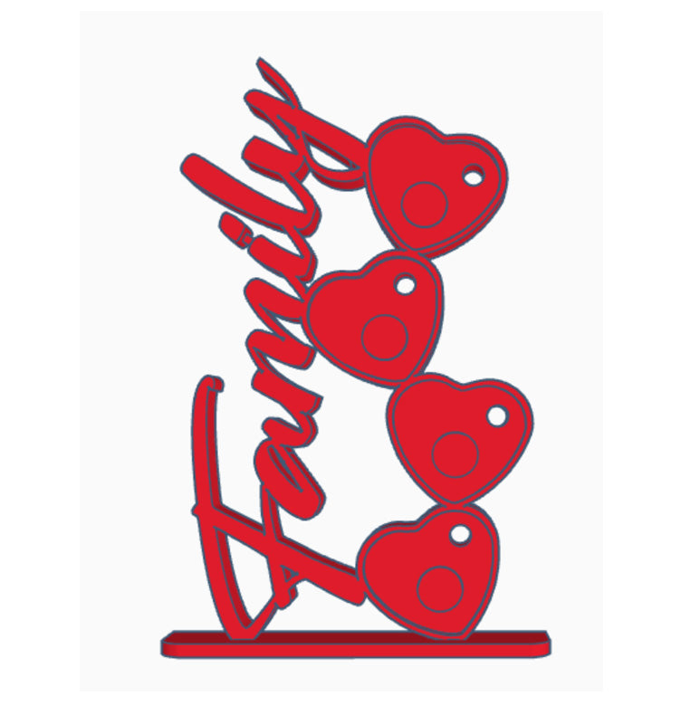 Family photomagnet frame 4 slots for heart magnets
