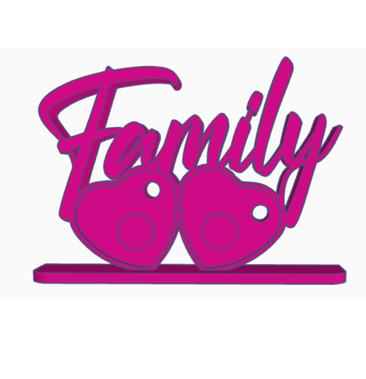 Family photomagnet frame with 2 slots for heart photomagnets