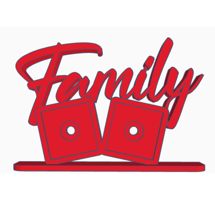 Family photomagnet frame with 2 slots for square photo magnets
