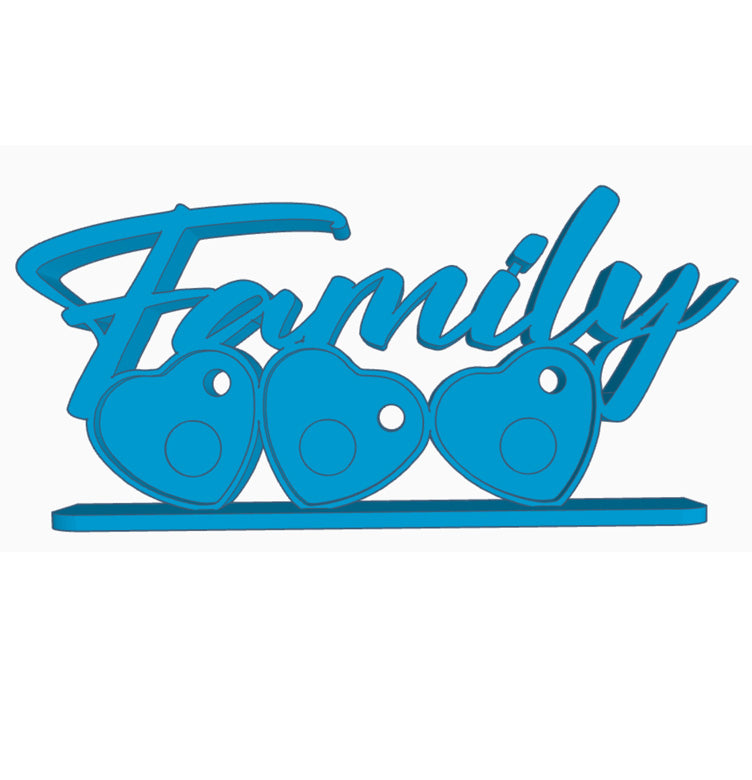 Family photomagnet frame with 3 slots for heart photomagnets