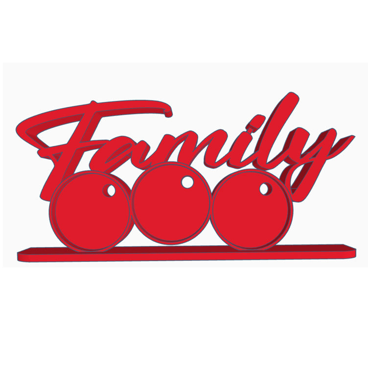 Family photomagnet frame with 3 slots for 2.25" round photomagnets