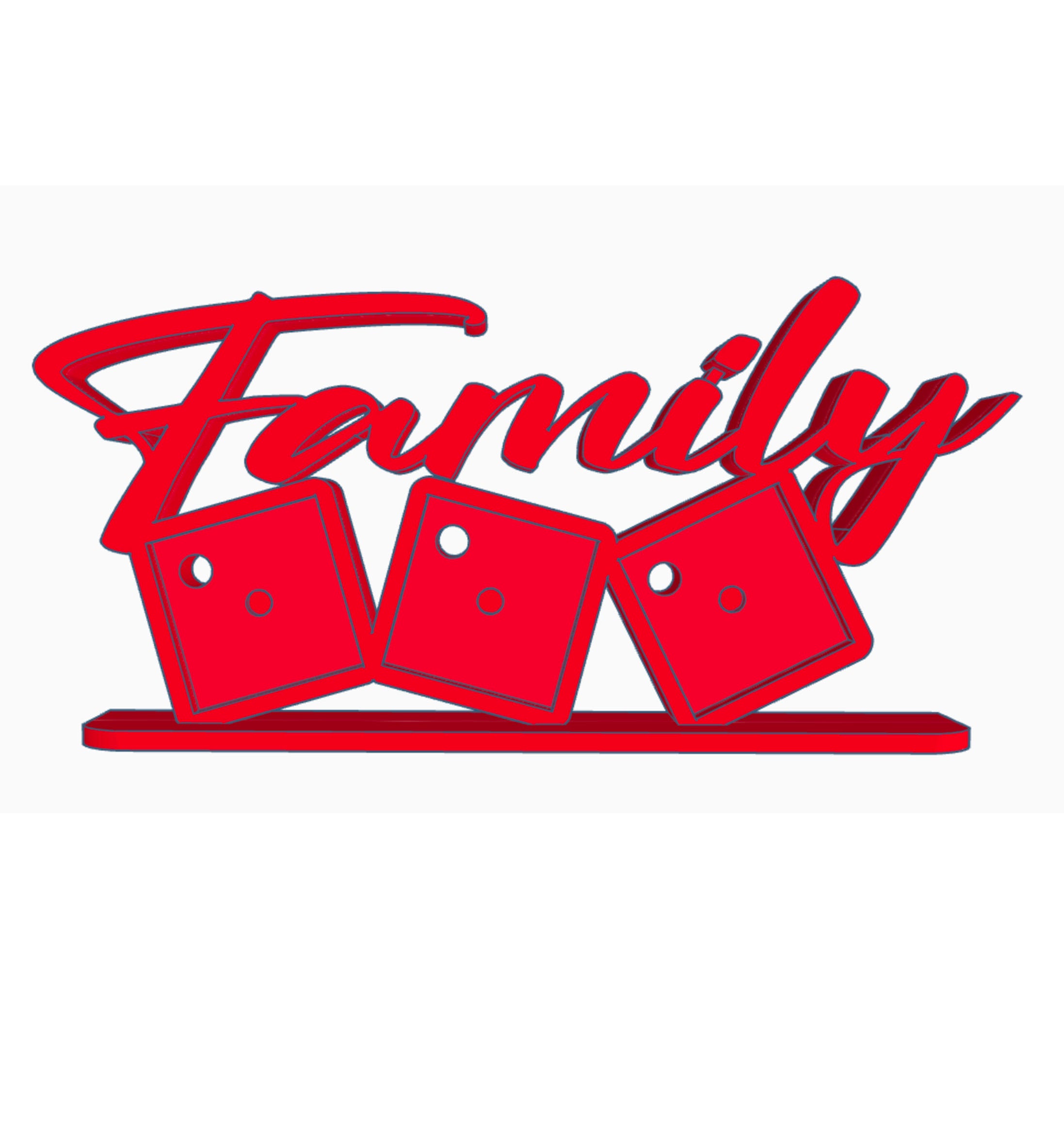Family Photomagnet Frame -  3-Square Design - Horizontal - STL