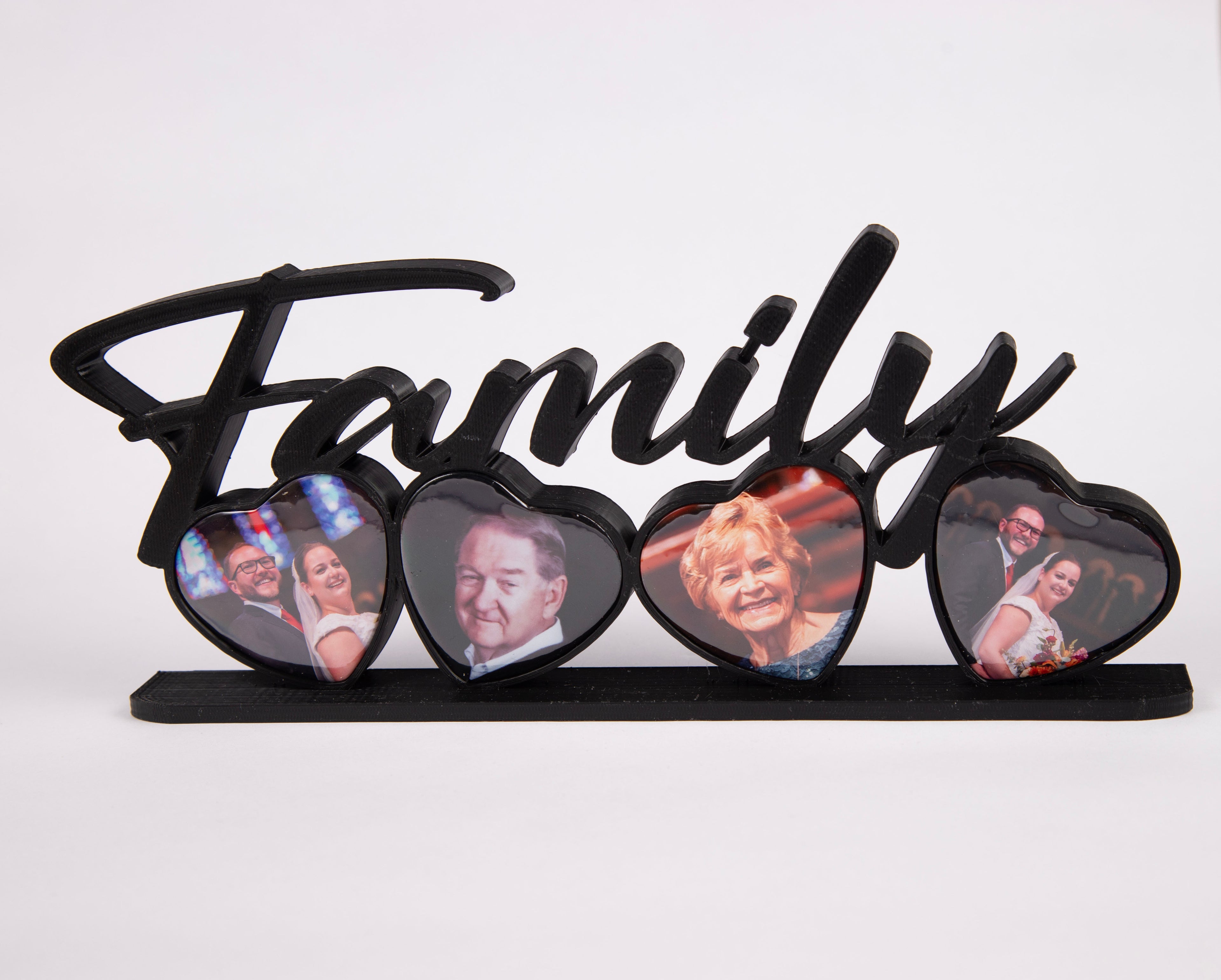 Family Photomagnet Frame - 4-Heart Design - Horizontal - STL