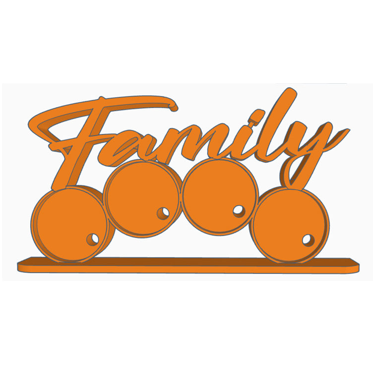Family photomagnet frame with 4 slots for round photo magnets