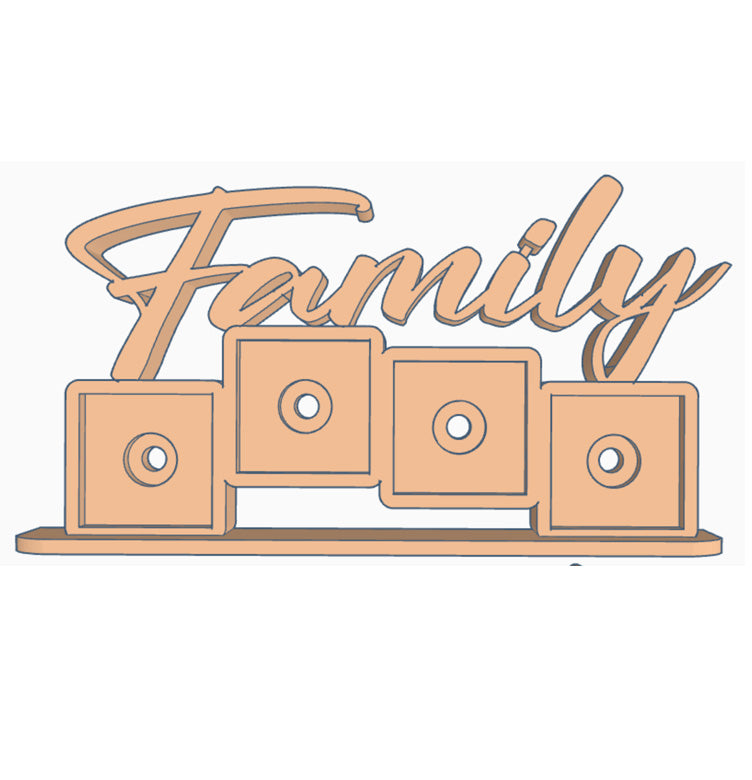 Family photomagnet frame witl 4 slots for square photomagnets