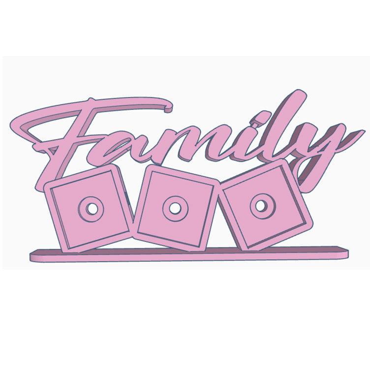 Family photomagnet frame with 3 slots for 2-inch square photomagnets