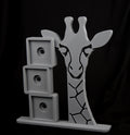 Tall giraffe photomagnet frame with three square slots for 2-inch 