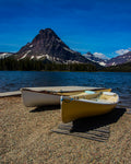 Two canoes on rocky shore of St. Mary Lake in Glacier National Park - 16x20 metal print