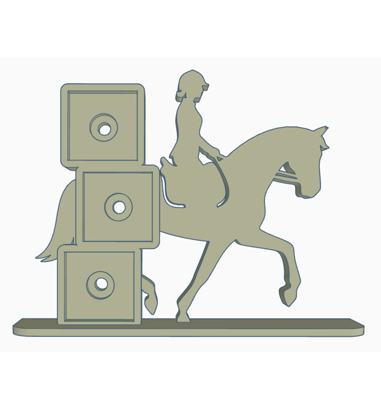 Dressage horse and rider photomagnet frame with three 2-inch square slots