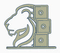 Lion head photomagnet frame with three square slots for displaying 2" photomagnets