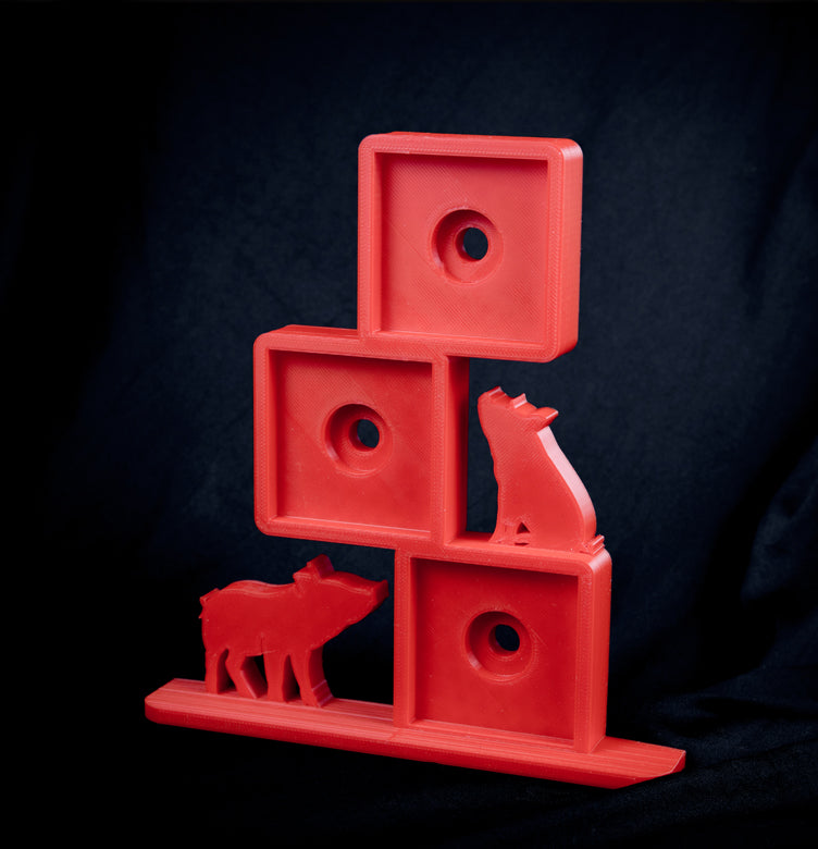 Rustic pig photomagnet frame holding three 2-inch square photomagnets
