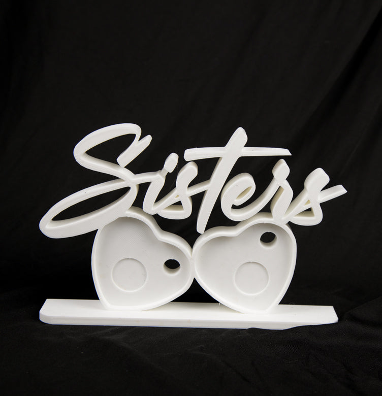 Sisters photomagnet frame with 2 slots for heart-shaped magnets