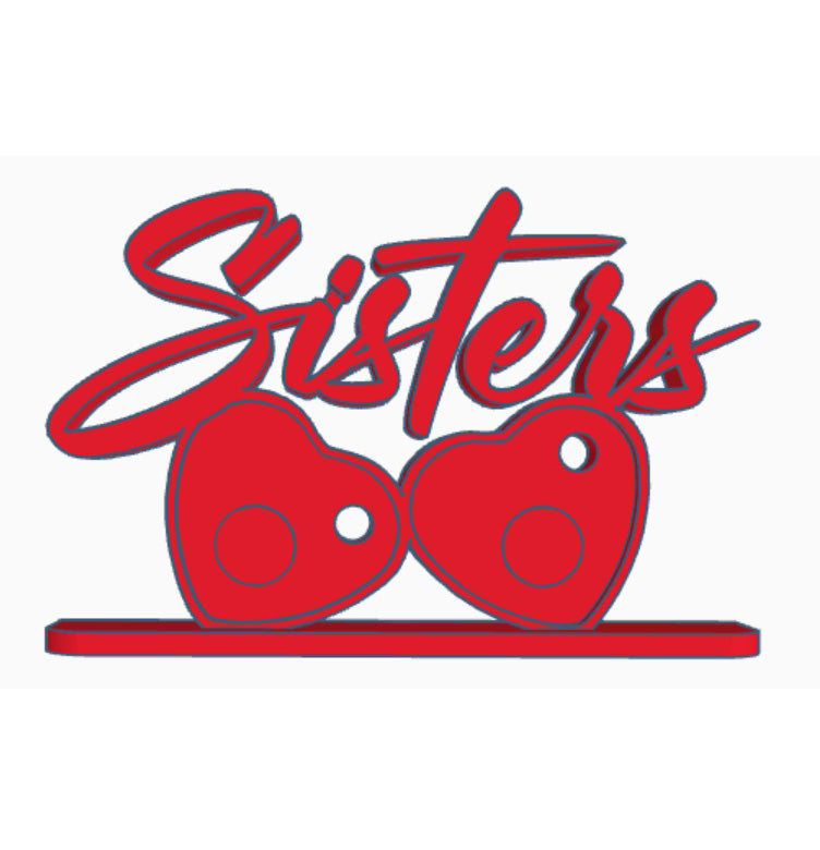 Sisters photomagnet frame with 2 slots for heart-shaped magnets