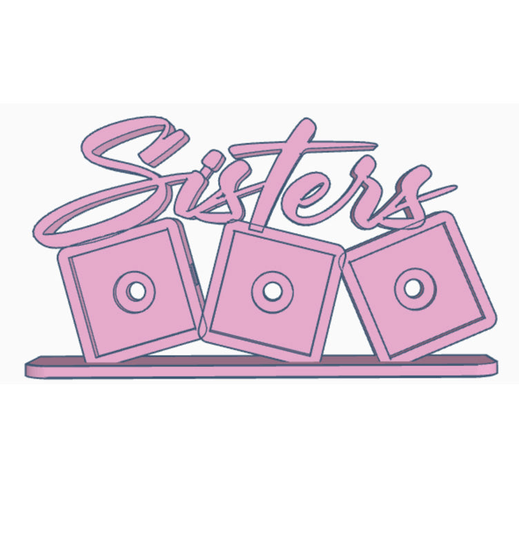 Sisters photomagnet frame with 3 slots for 2-inch square photo magnets