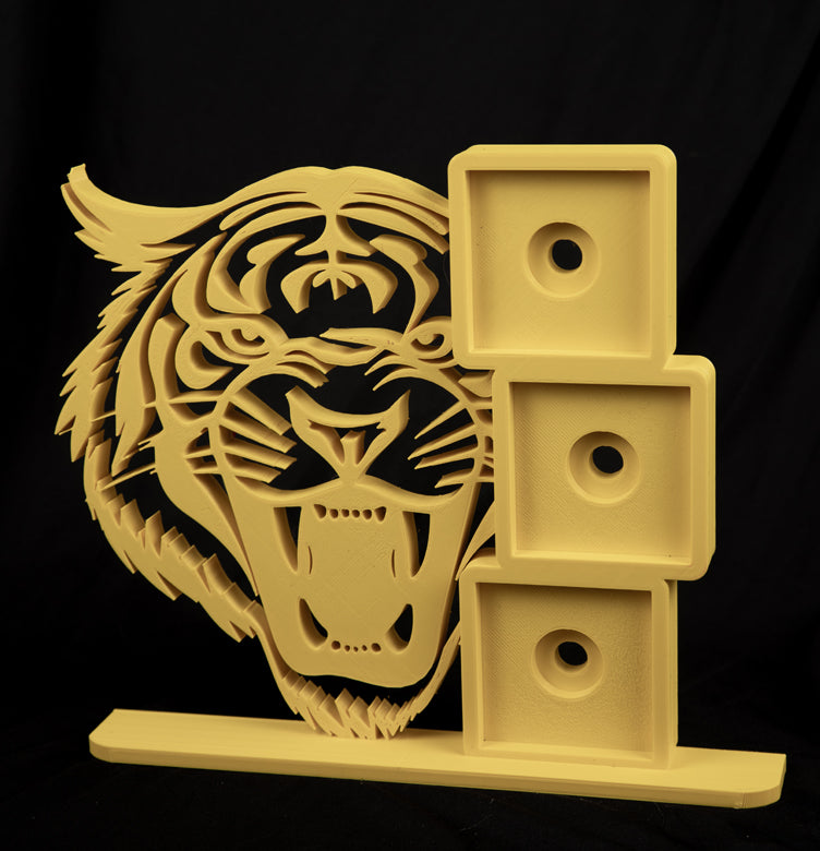 tiger photomagnet frame with three square slots for 2-inch magnets