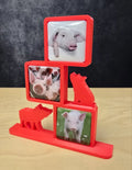 Rustic pig photomagnet frame holding three 2-inch square photomagnets
